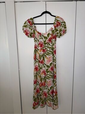 Reformation Floral Maxi Dress in Pink & Green